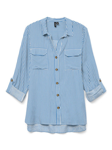 Vero Moda Striped V-Neck Shirt in Blue