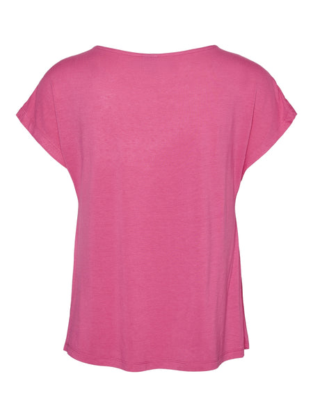 Vero Moda Satin Look Short Sleeve Top in Pink