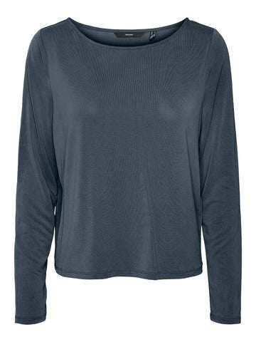 Vero Moda Long Sleeve Round Neck Top in Ombre Blue