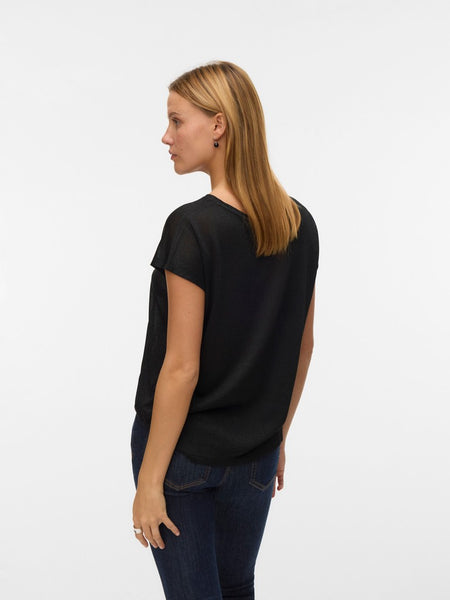 VERO MODA Loose Fit Glitter T-Shirt in Black