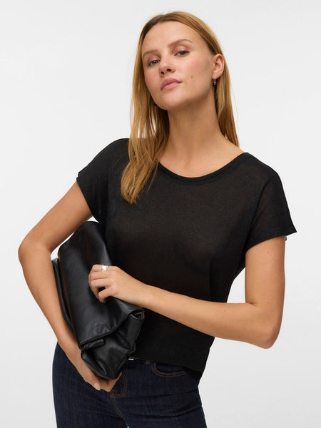 VERO MODA Loose Fit Glitter T-Shirt in Black