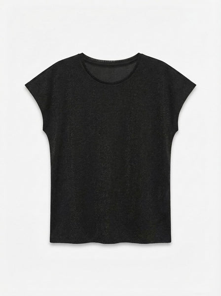 VERO MODA Loose Fit Glitter T-Shirt in Black