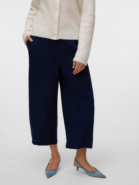 VERO MODA Linen Blend Culottes in Navy