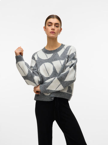 VERO MODA Knitted "Love" Jumper in Grey