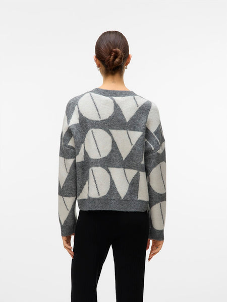 VERO MODA Knitted "Love" Jumper in Grey
