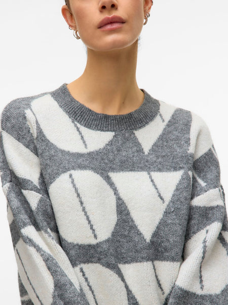 VERO MODA Knitted "Love" Jumper in Grey
