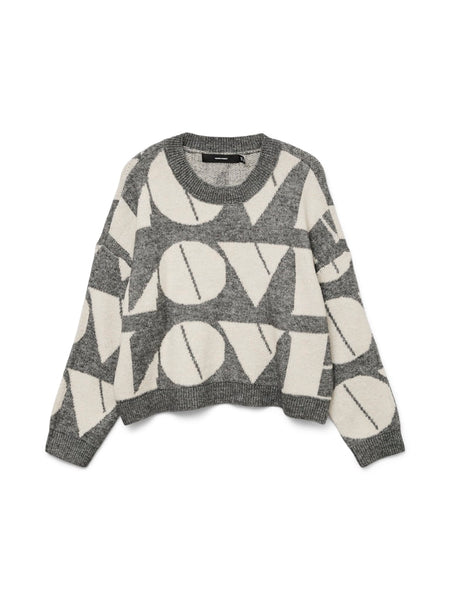 VERO MODA Knitted "Love" Jumper in Grey