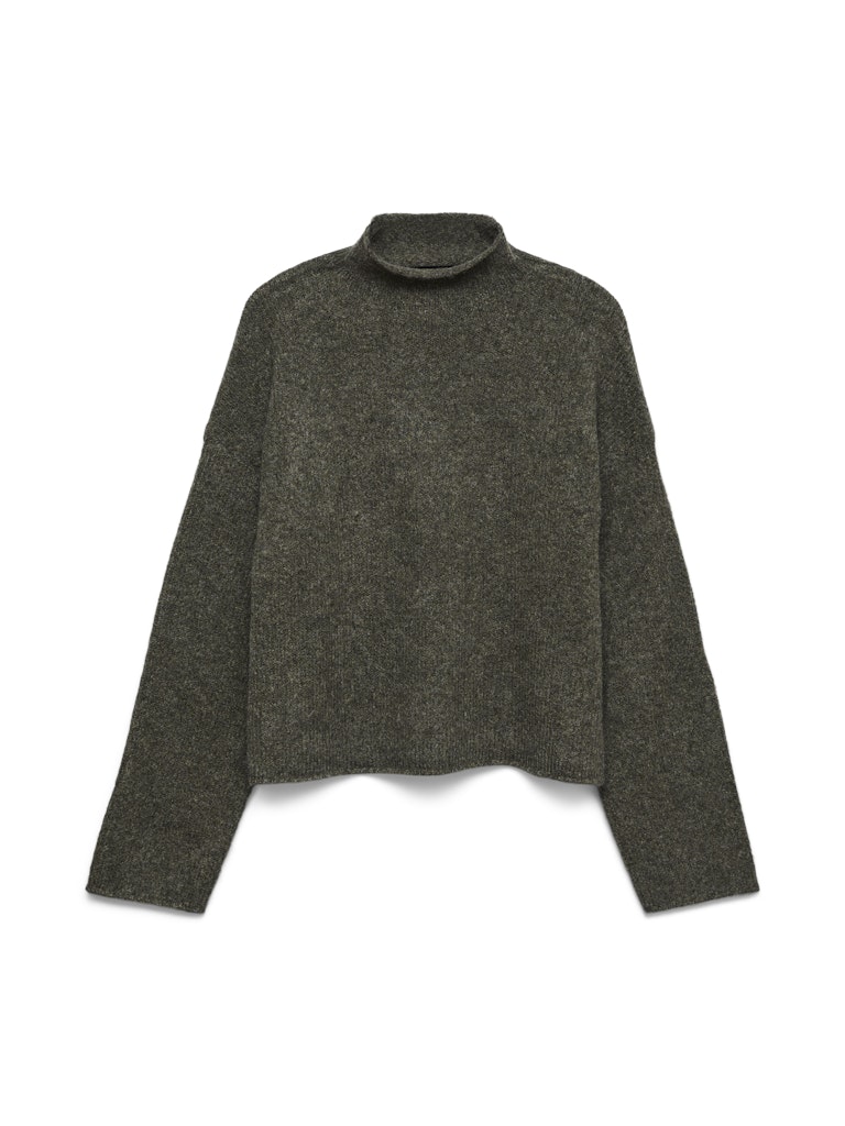 VERO MODA High Neck Knit Jumper in Khaki Green