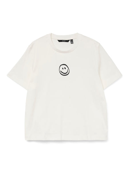 VERO MODA Embroidered Smile T-Shirt in White