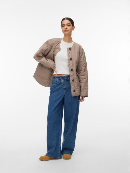 VERO MODA Quilted Jacket in Taupe