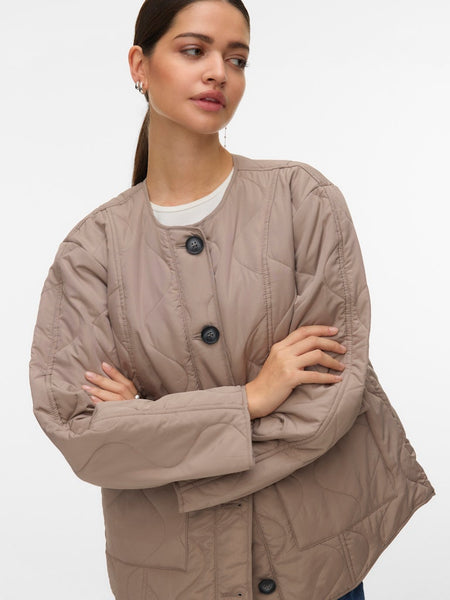 VERO MODA Quilted Jacket in Taupe