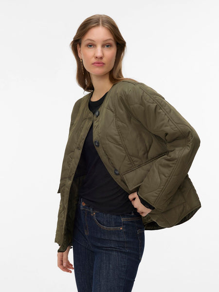 VERO MODA Quilted Jacket in Olive