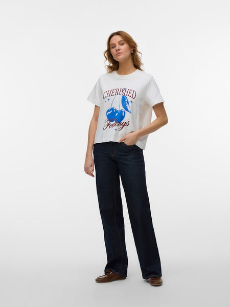 VERO MODA Printed "Cherished" T-Shirt in White