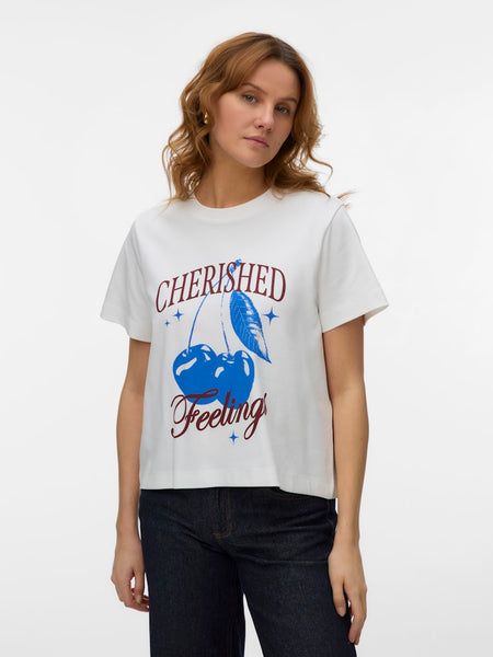 VERO MODA Printed "Cherished" T-Shirt in White