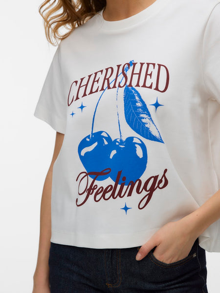 VERO MODA Printed "Cherished" T-Shirt in White
