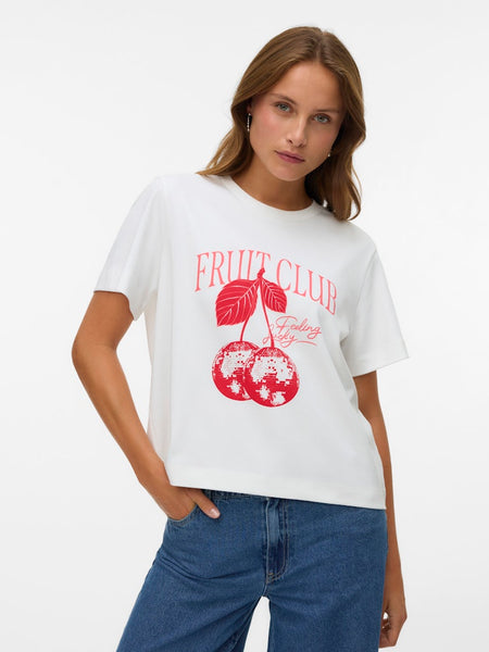VERO MODA Printed "Fruit Club" T-Shirt in White