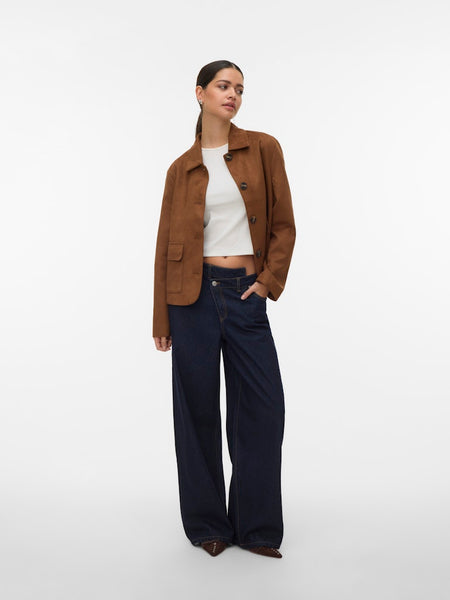 VERO MODA Faux Suede Jacket in Brown