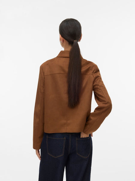 VERO MODA Faux Suede Jacket in Brown