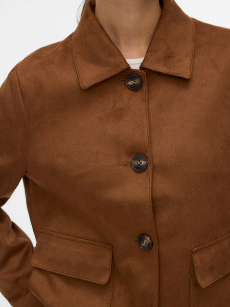 VERO MODA Faux Suede Jacket in Brown