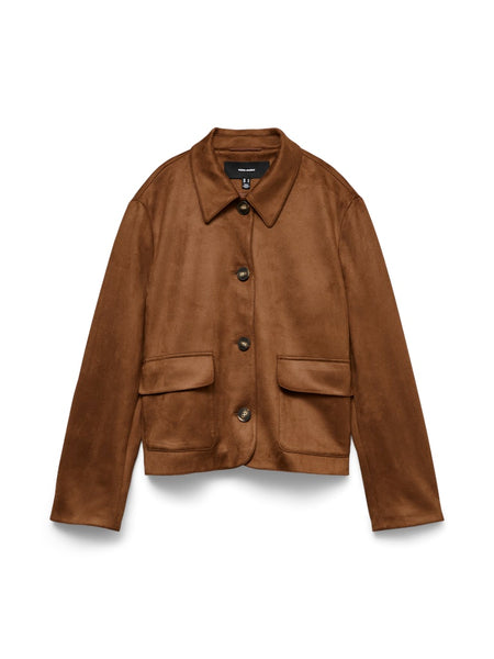 VERO MODA Faux Suede Jacket in Brown