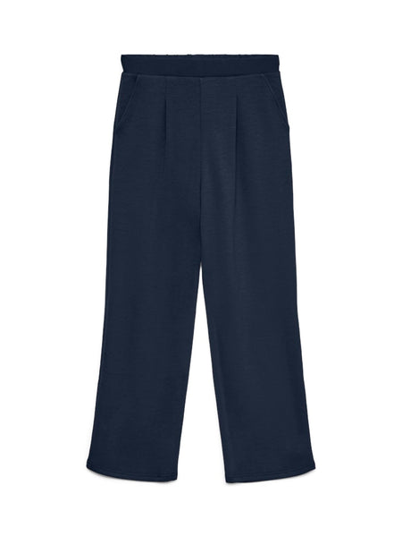 VERO MODA Elasticated Waist Straight Leg Trousers in Navy