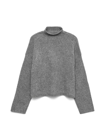 VERO MODA High Neck Knit Jumper in Grey
