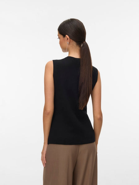 VERO MODA Sleeveless Button Vest in Black