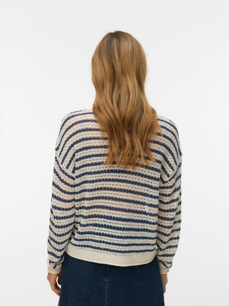 VERO MODA Striped Knit Jumper in Cream