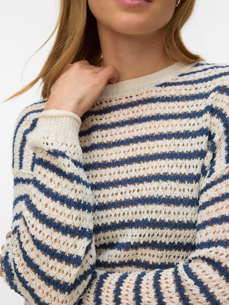 VERO MODA Striped Knit Jumper in Cream