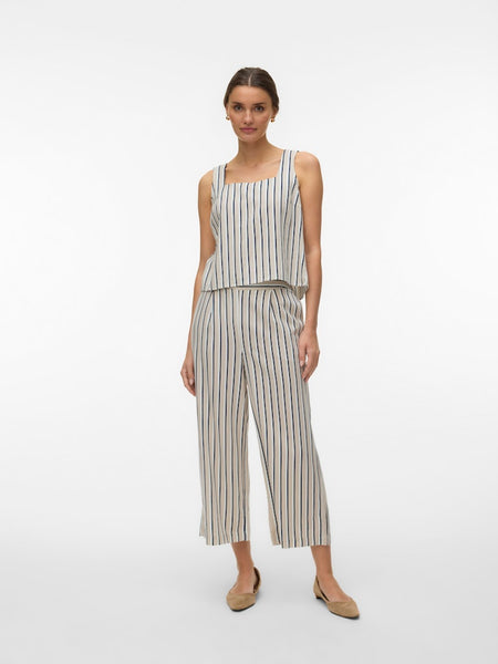 VERO MODA Striped Linen Blend Culottes in Beige