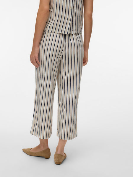 VERO MODA Striped Linen Blend Culottes in Beige