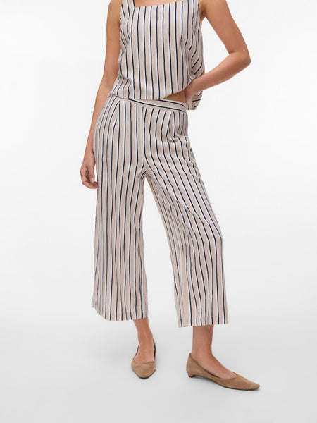 VERO MODA Striped Linen Blend Culottes in Beige