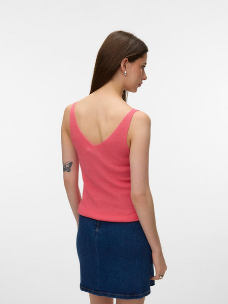 VERO MODA Sleeveless V-Neck Top in Coral