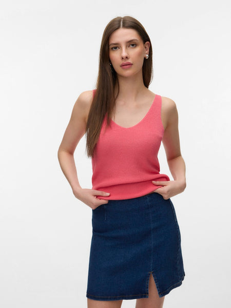 VERO MODA Sleeveless V-Neck Top in Coral
