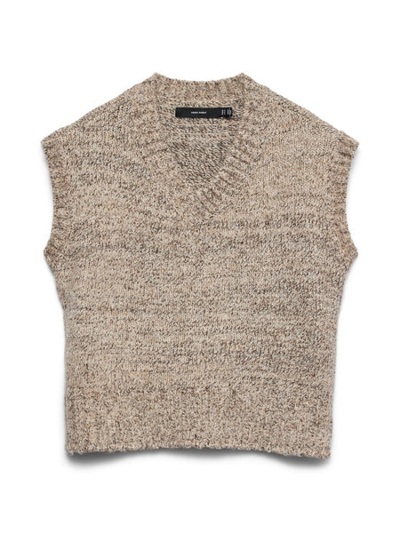 VERO MODA V-Neck Knit Vest in Beige