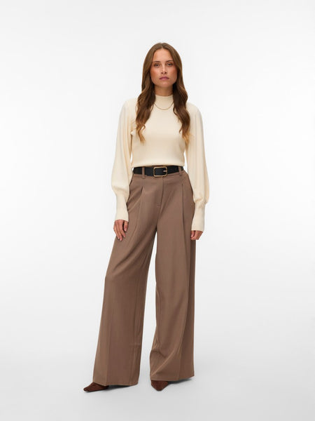 VERO MODA Funnel Neck Knit Jumper in Cream