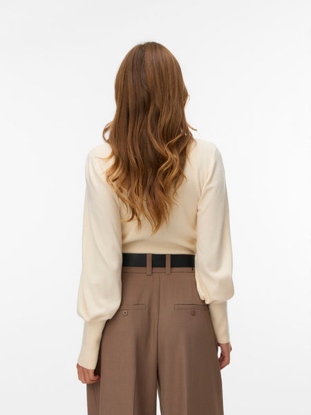 VERO MODA Funnel Neck Knit Jumper in Cream