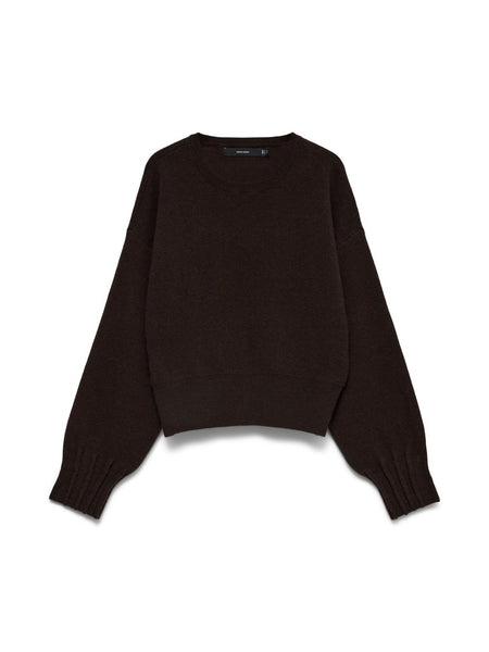 VERO MODA Round Neck Knit Jumper in Chocolate