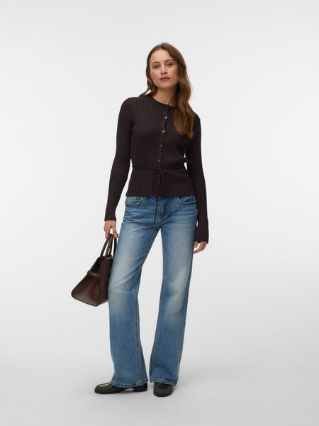 VERO MODA Tie Detail Cardigan in Chocolate