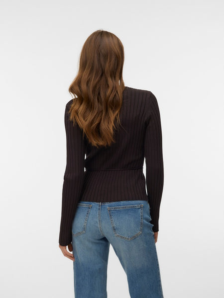 VERO MODA Tie Detail Cardigan in Chocolate