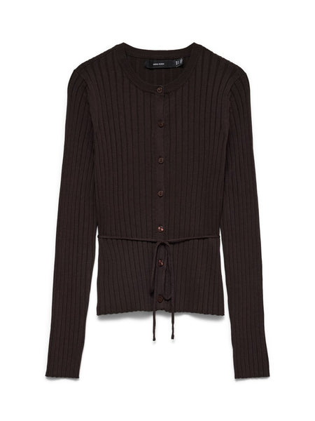 VERO MODA Tie Detail Cardigan in Chocolate