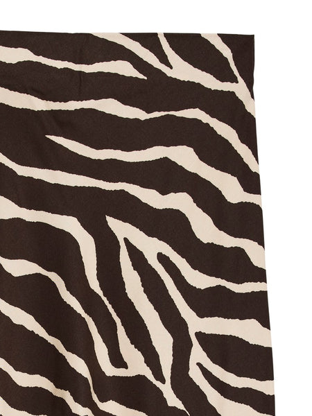 VERO MODA Zebra Print Ankle Skirt in Chocolate