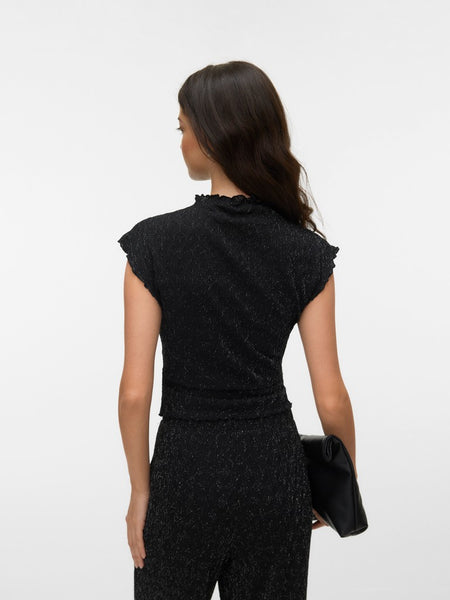 VERO MODA Sleeveless Glitter Top in Black