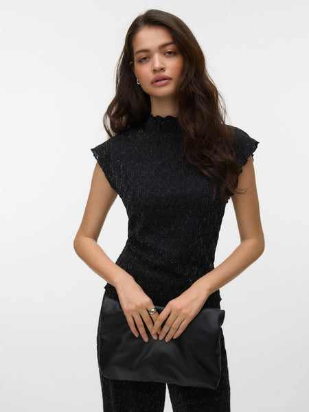 VERO MODA Sleeveless Glitter Top in Black