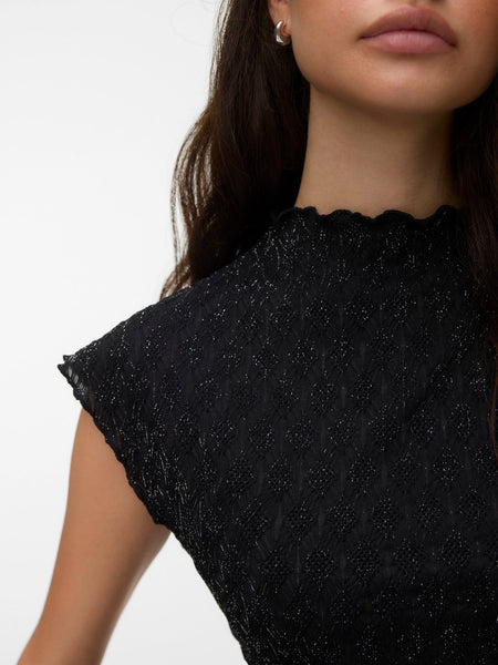 VERO MODA Sleeveless Glitter Top in Black