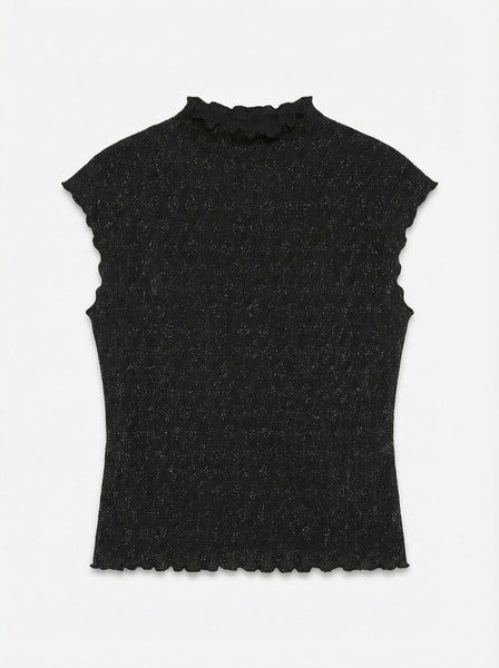 VERO MODA Sleeveless Glitter Top in Black