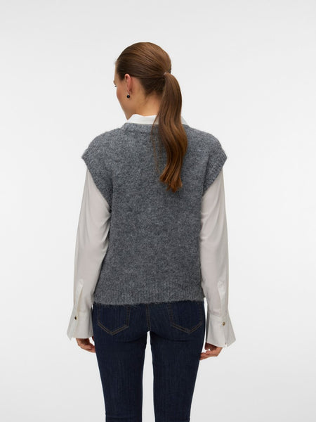 VERO MODA Horse Print Knit Vest in Grey