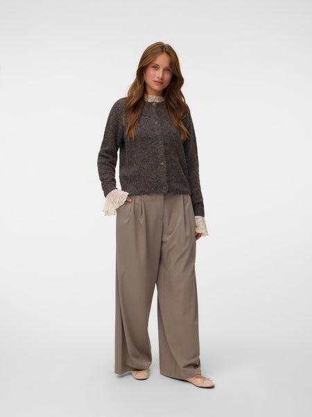 VERO MODA Long Sleeve Knit Cardigan in Chocolate