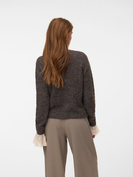 VERO MODA Long Sleeve Knit Cardigan in Chocolate