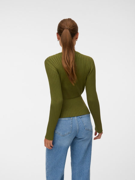 VERO MODA Tie Detail Cardigan in Green